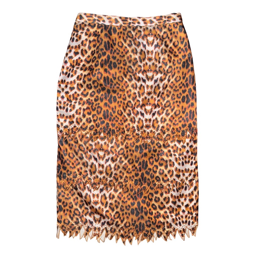Vintage Leopard Animal Print Beaded Tiered Midi Skirt Festival‎ Mob Wife Church